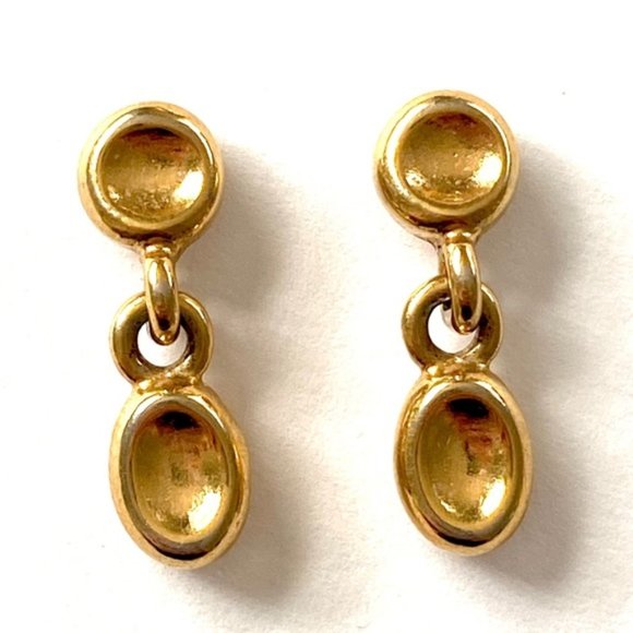 Vintage Monet Brushed Gold Etruscan Simple Earrings - Picture 1 of 3